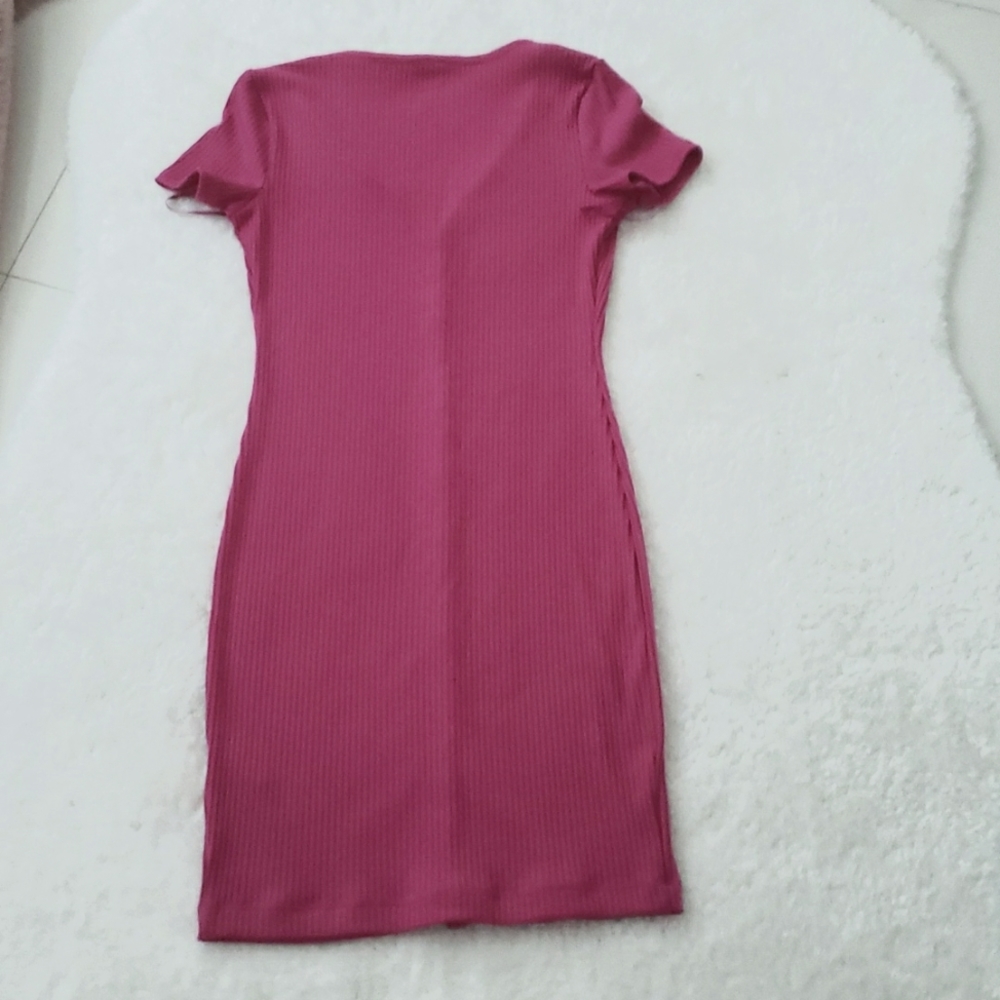 Guess Women Pink Button Front Rib Midi Dress size S